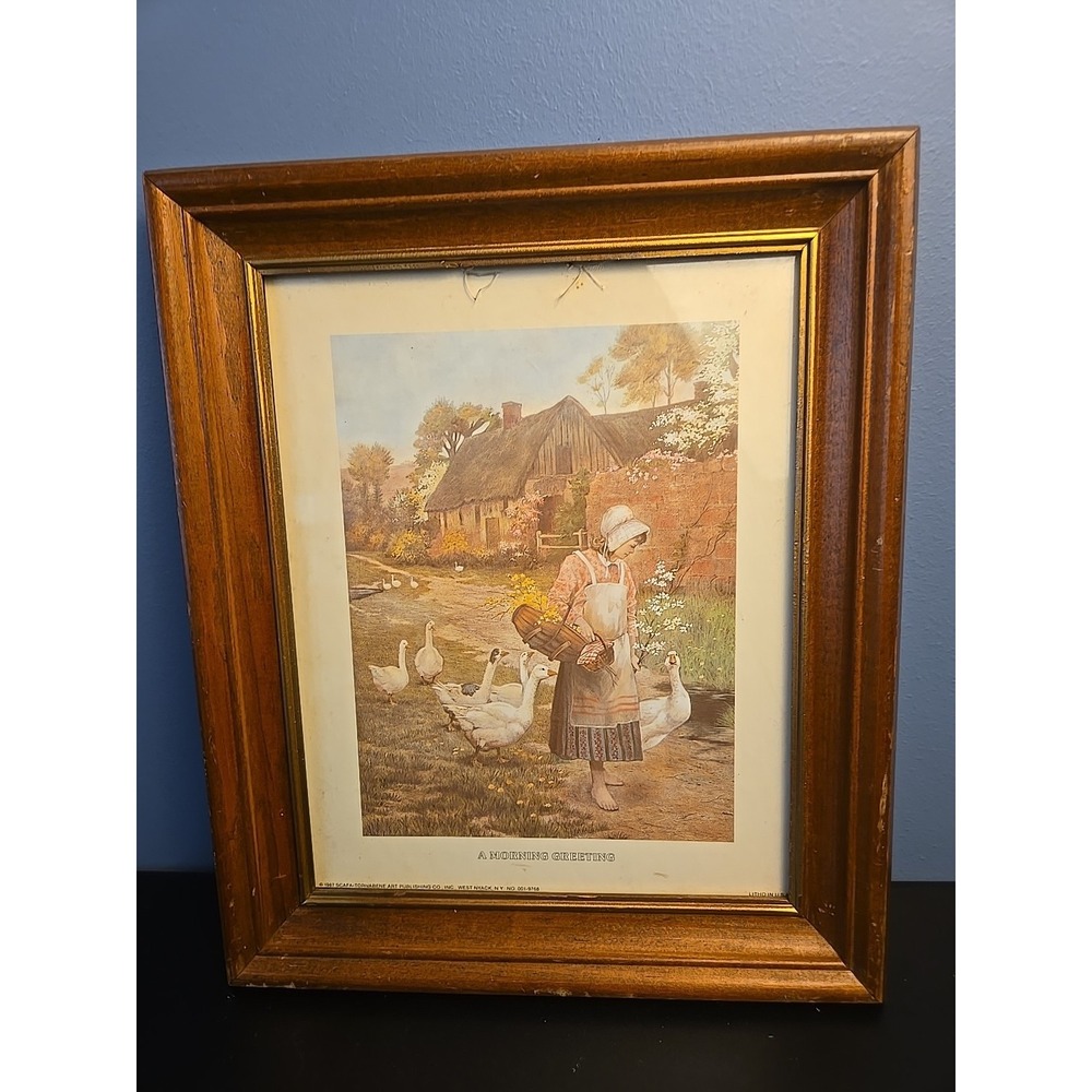 "A MORNING GREETING" 1987 Framed Litho by G. Hillyard Swinstead 12.5 x 10